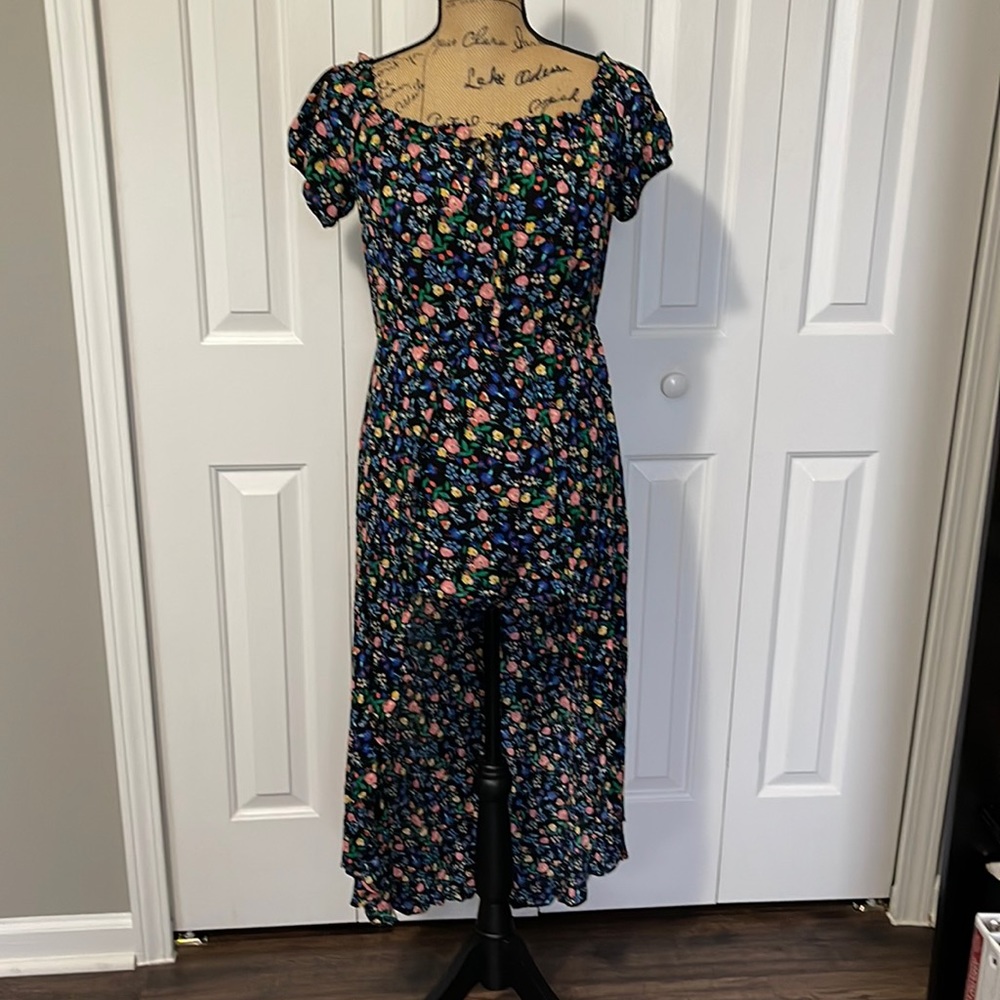 Everly Black Floral Romper with Skirt Overlay